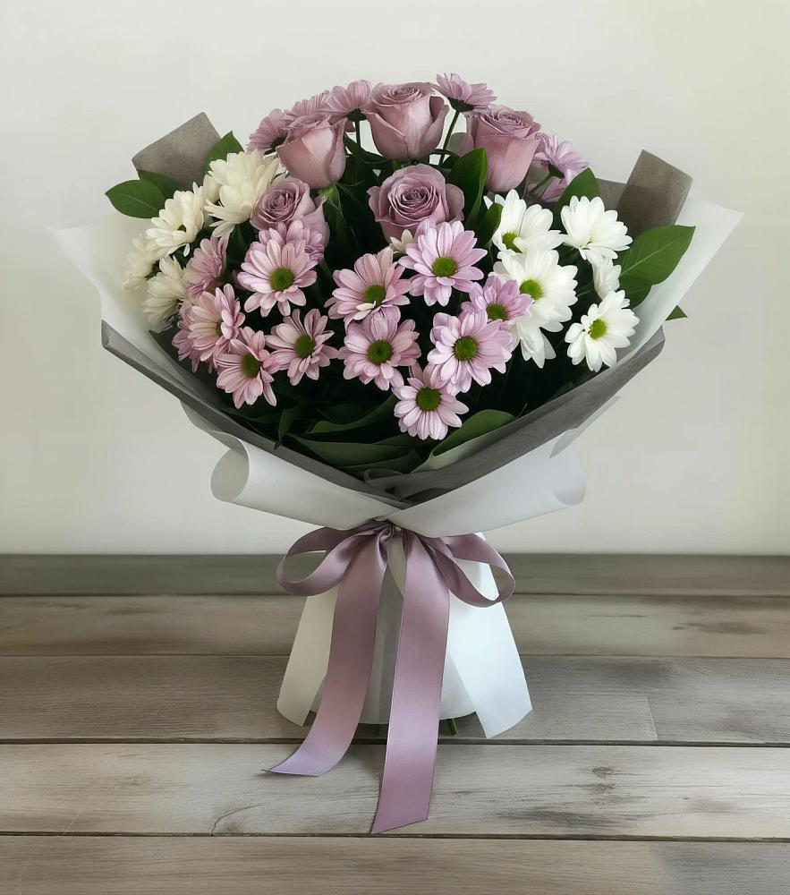 Букет цветов из: Хризантемы и Розы в Нерчинске