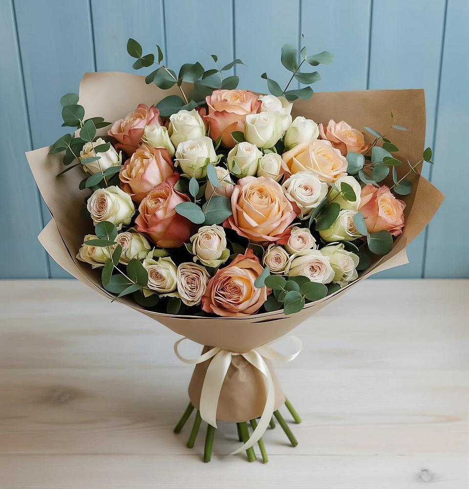 Букет цветов из: Альстромерии и Розы в Нерчинске