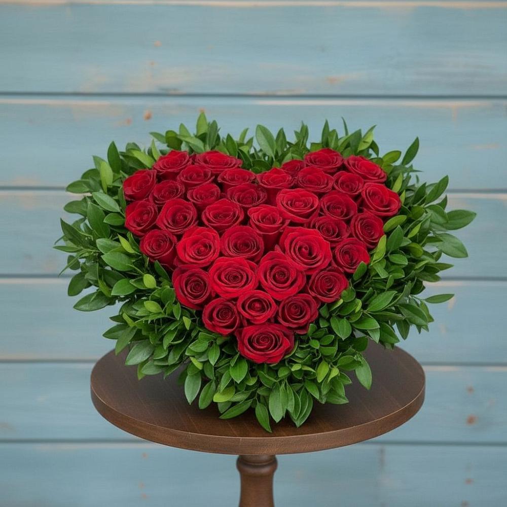 Цветочная композиция из Розы в виде сердца в Нерчинске