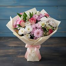 Букет цветов из:  Хризантемы, Альстромерии и Розы #REPLACE_PRED# Нерчинске