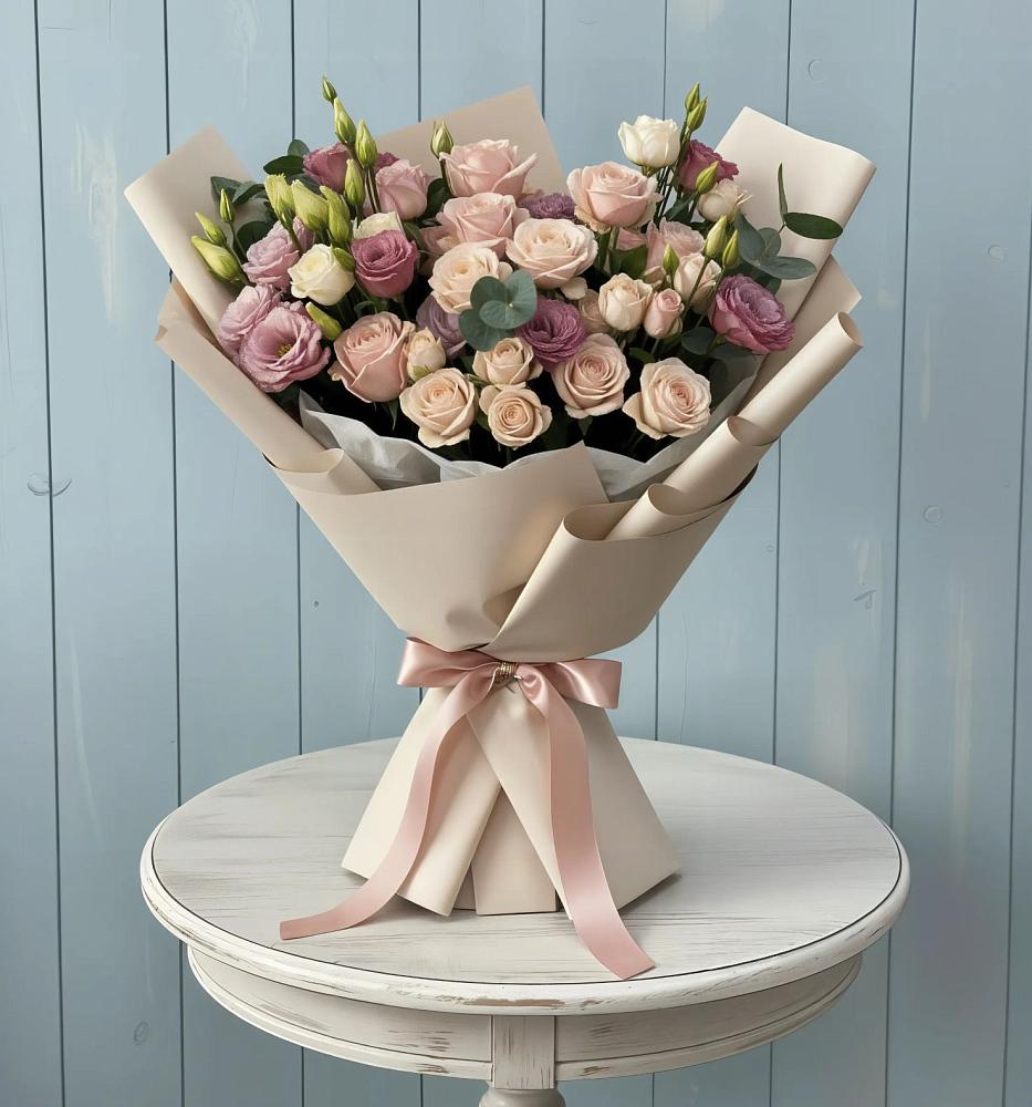 Букет цветов из: Розы и Лизиантусы в Нерчинске