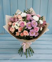 Букет цветов из:  Хризантемы, Розы и Альстромерии в Нерчинске